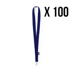 RPET keycord blauw, 100 stuks