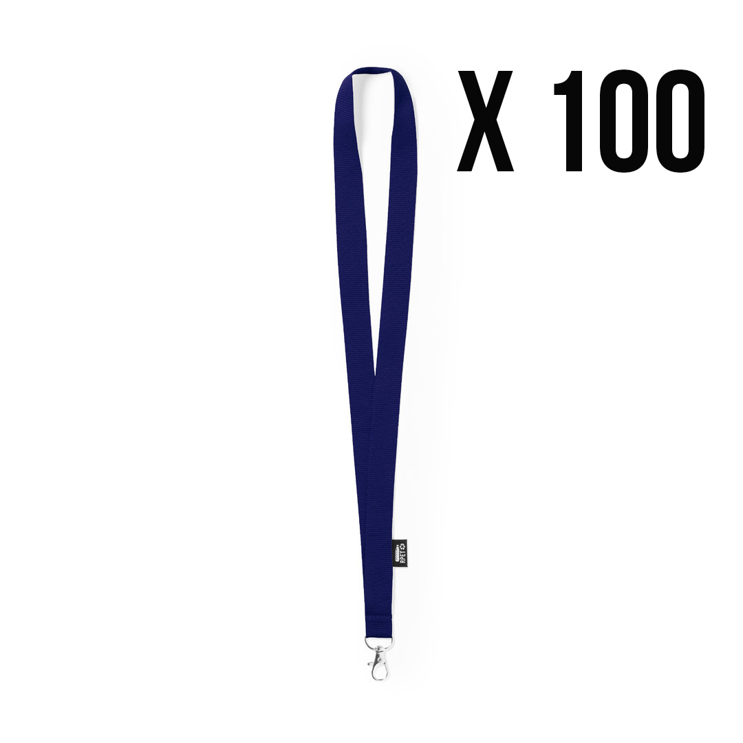 RPET keycord blauw, 100 stuks