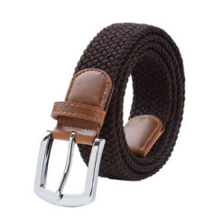 Gevlochten riem elastisch bruin - 110 cm