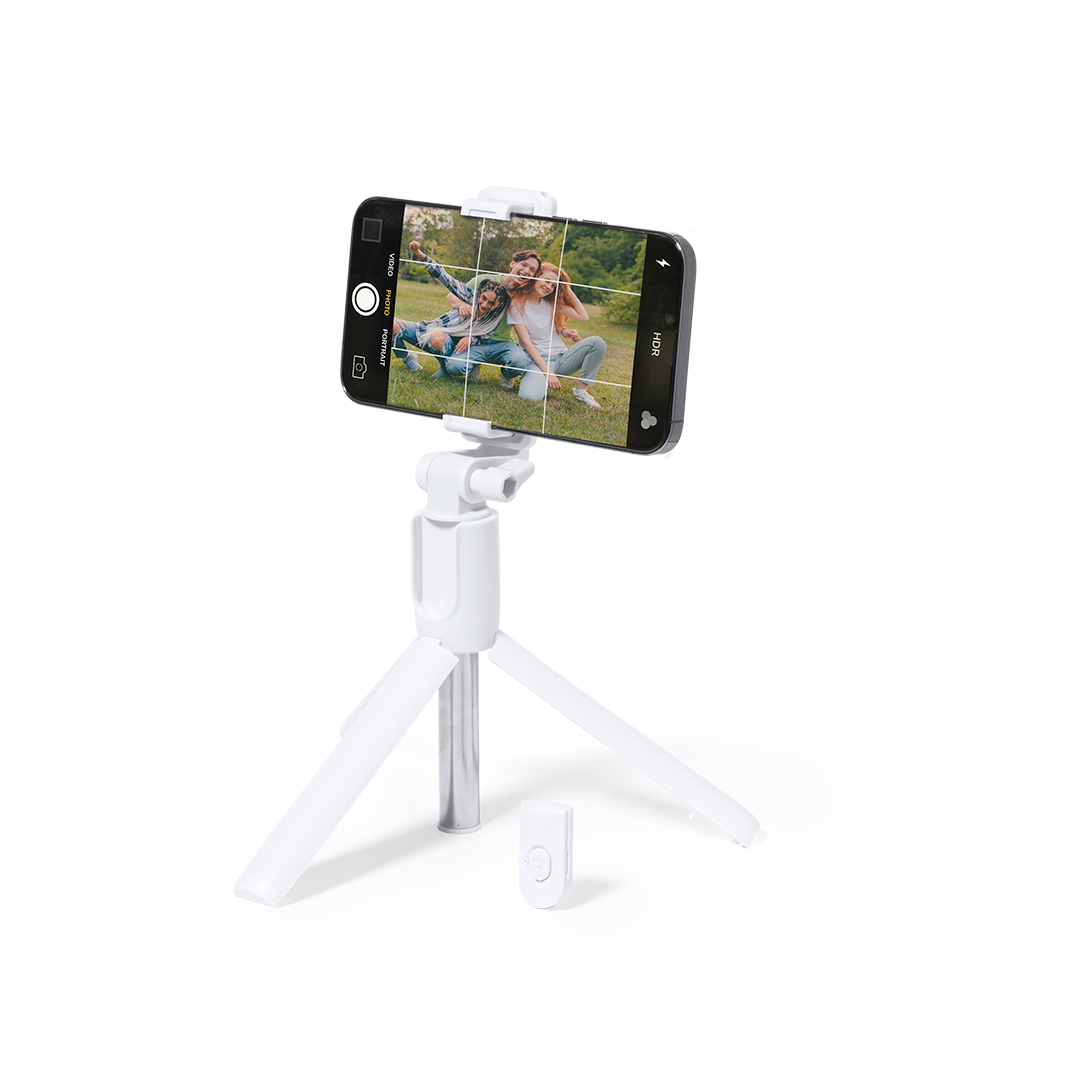 2-in-1 selfiestick en statief wit - Afbeelding 2