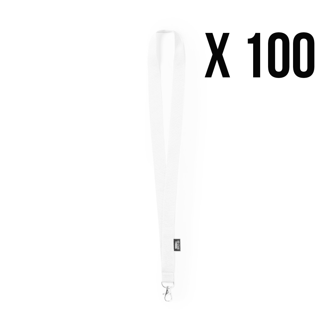 RPET keycord wit, 100 stuks