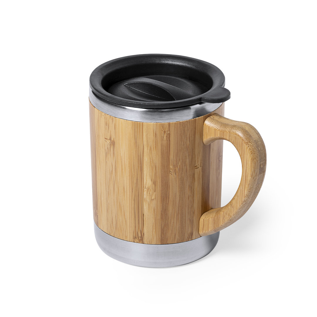 Thermosbeker bamboe/RVS 300 ml bruin