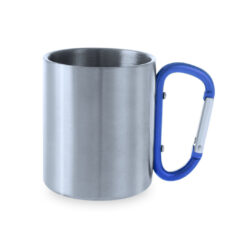 Mok met karabijnhaak 210 ml RVS blauw
