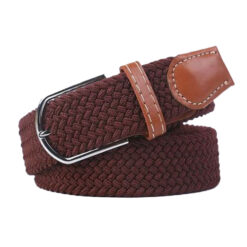 Alternative view of Gevlochten riem elastisch bruin - 110 cm