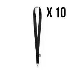 RPET keycord zwart, 10 stuks