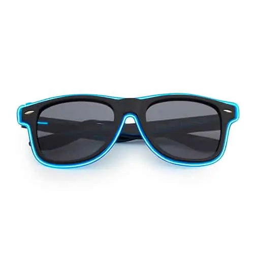 LED zonnebril zwart - neon blauw