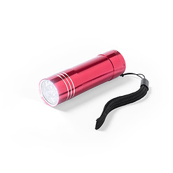 Zaklamp 9 LED aluminium rood