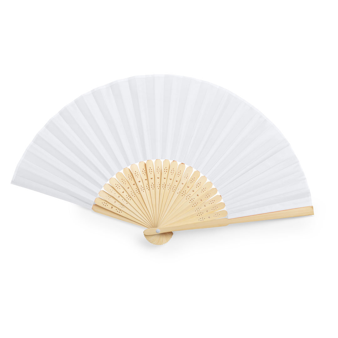 Handwaaier bamboe/polyester wit