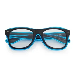 LED bril met heldere lenzen zwart - neon blauw