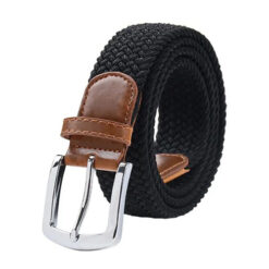 Gevlochten riem elastisch zwart - 110 cm