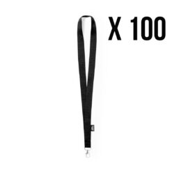 RPET keycord zwart, 100 stuks