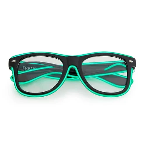 LED bril met heldere lenzen zwart - neon groen