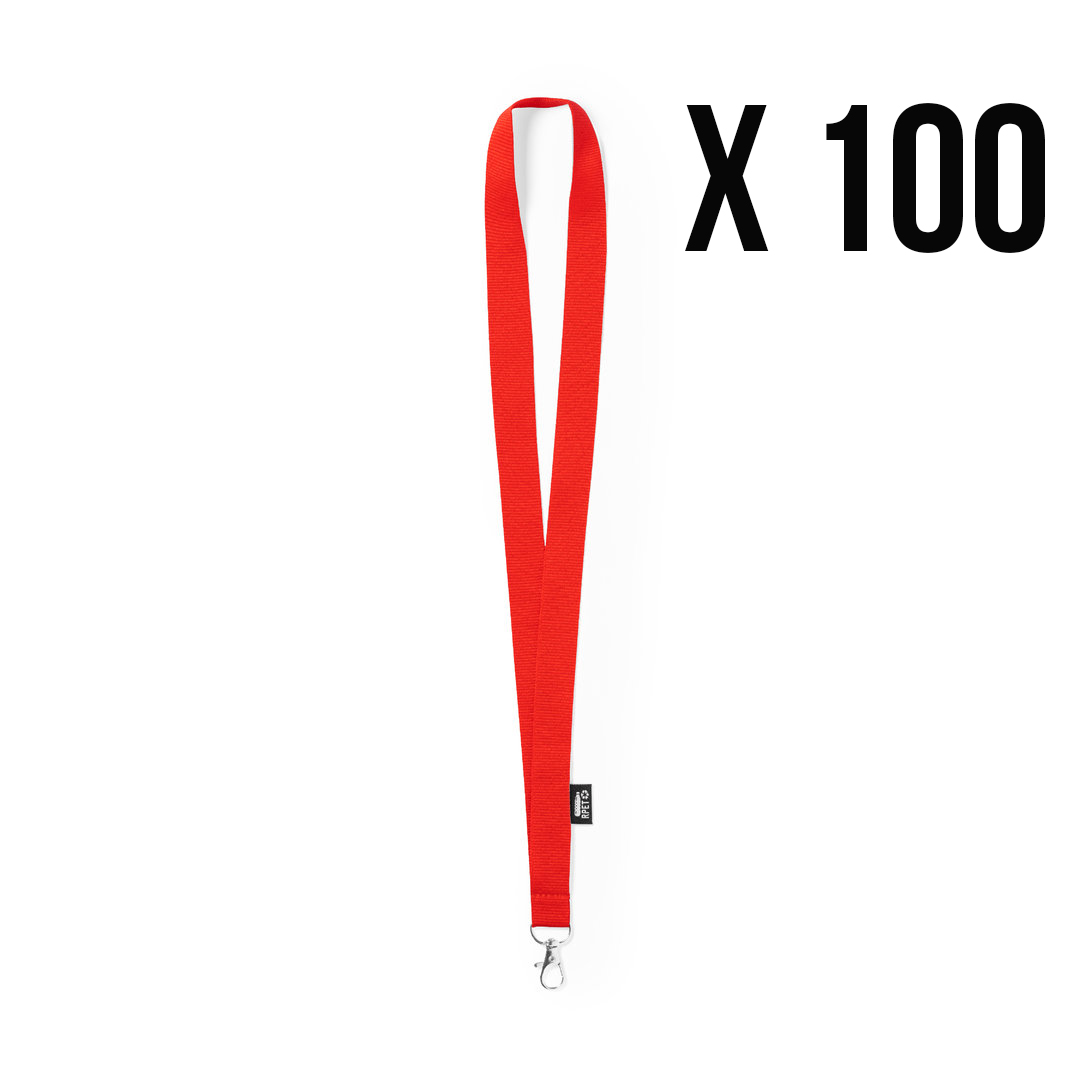 RPET keycord rood, 100 stuks