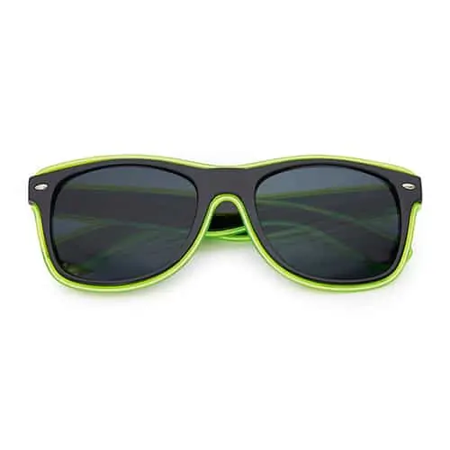 LED zonnebril zwart - neon geel