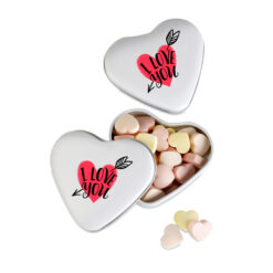 Snoepdoosje met snoephartjes wit - Valentijn cadeautje