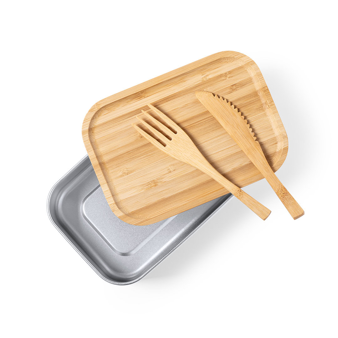 Bamboe lunchbox met bestek 600 ml - Afbeelding 4