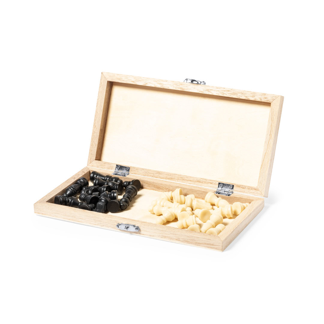 Schaakset reisspel met opbergdoosje hout - Afbeelding 4