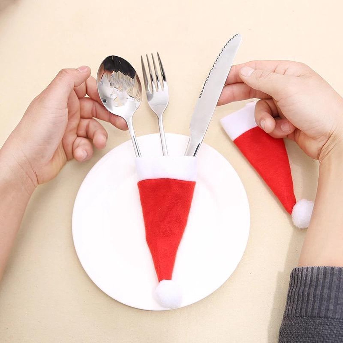 Kerstmuts bestekzakje - Afbeelding 3
