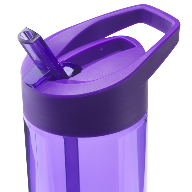 Waterfles met rietje 600 ml paars - Afbeelding 2