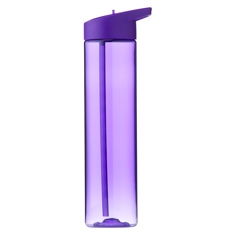 Waterfles met rietje 600 ml paars