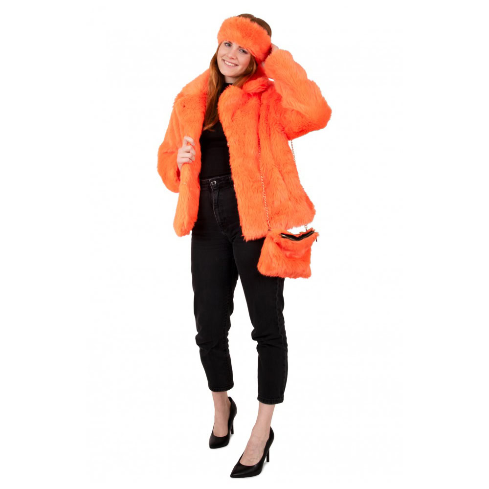 Schoudertasje pluche met ketting oranje - Afbeelding 2