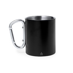 Mok met karabijnhaak 300 ml RVS zwart