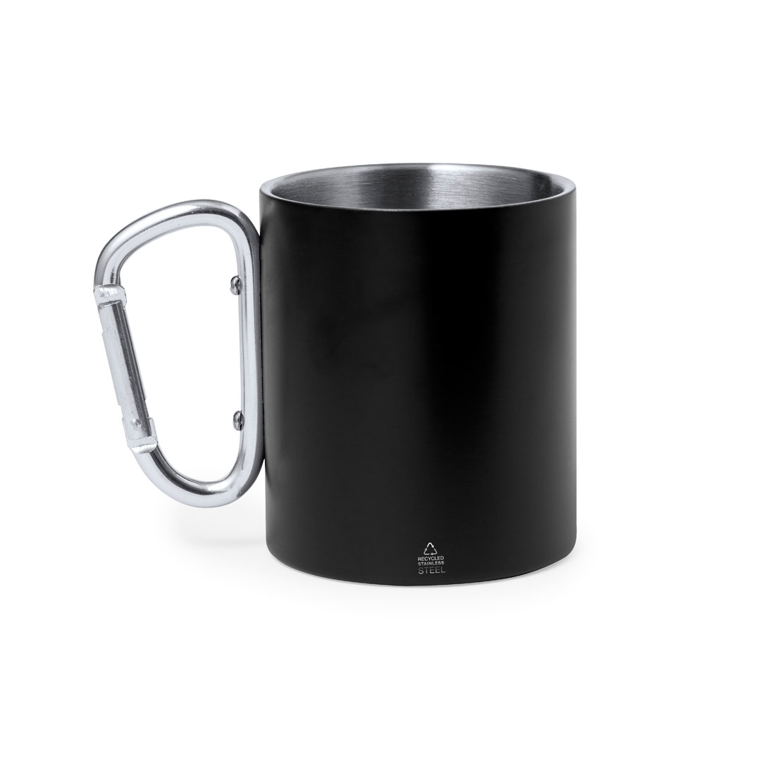 Mok met karabijnhaak 300 ml RVS zwart