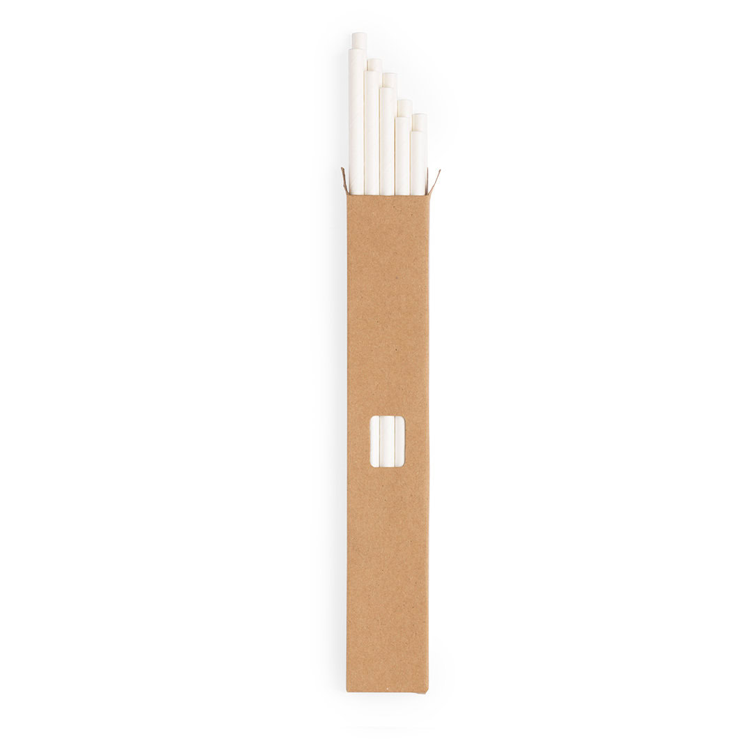 Papieren rietjes wit 10 stuks