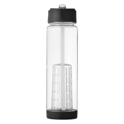 Alternative view of Waterfles met rietje en fruit filter | zwart