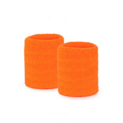 Zweetbandje katoen fluor oranje 2 stuks