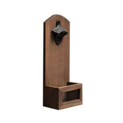 Alternative view of Bieropener muur met opvangbak hout bruin