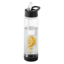 Waterfles met rietje en fruit filter | zwart