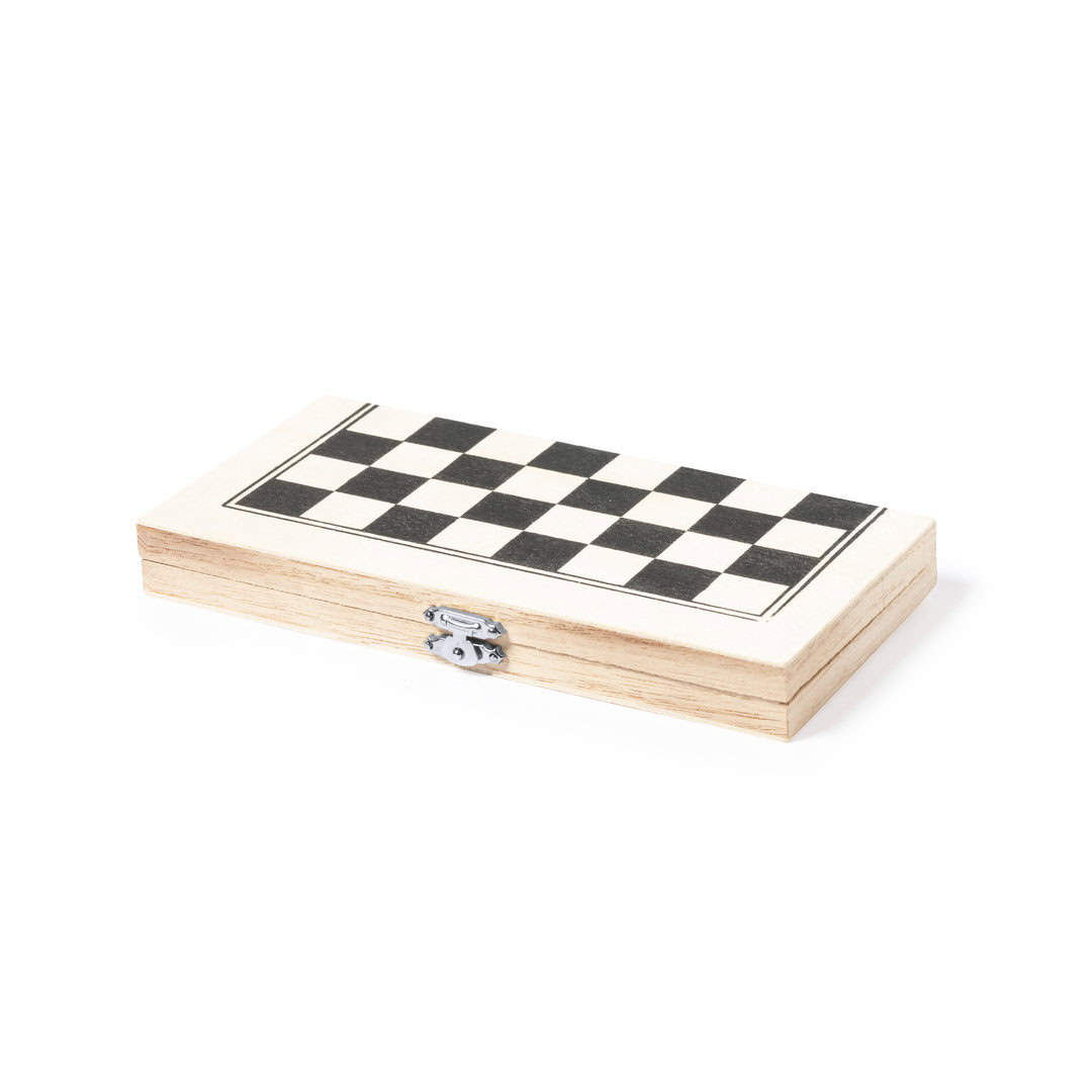 Schaakset reisspel met opbergdoosje hout - Afbeelding 2