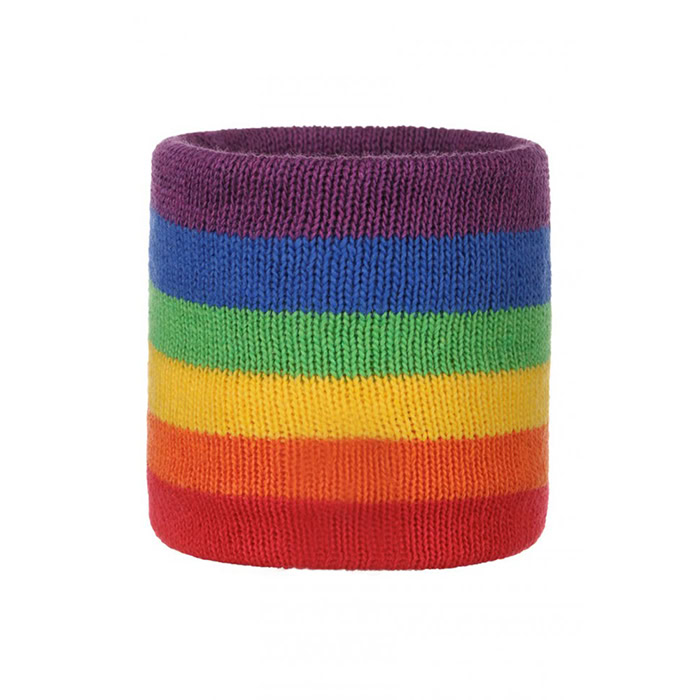 Zweetbandje polyester regenboog 2 stuks