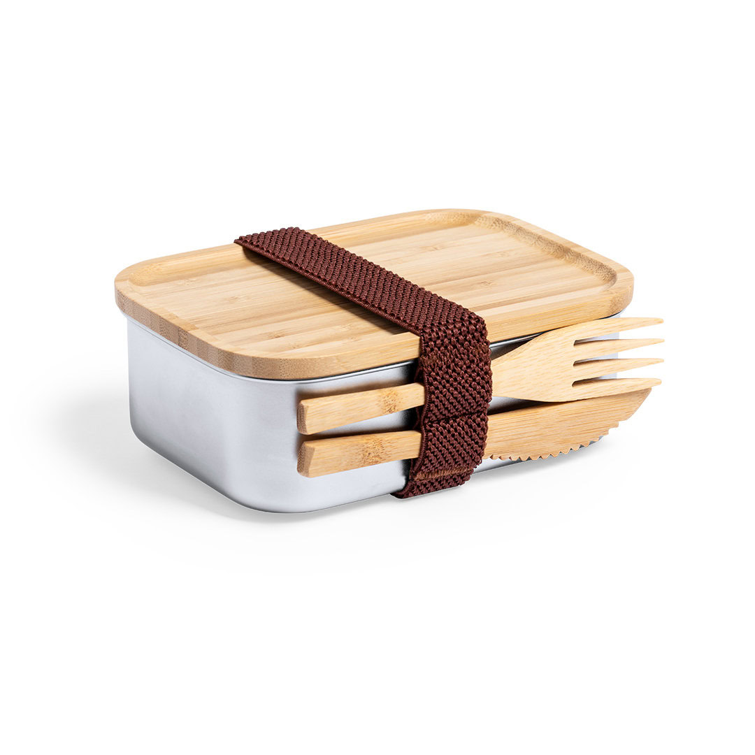 Bamboe lunchbox met bestek 600 ml - Afbeelding 2
