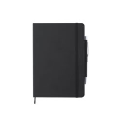 Notitieboek A5 kunstleer met pen zwart
