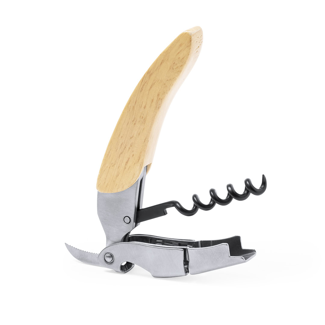 Kurkentrekker met capsulesnijder hout - Afbeelding 4