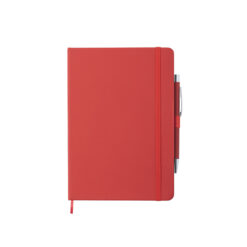 Notitieboek A5 kunstleer met pen rood