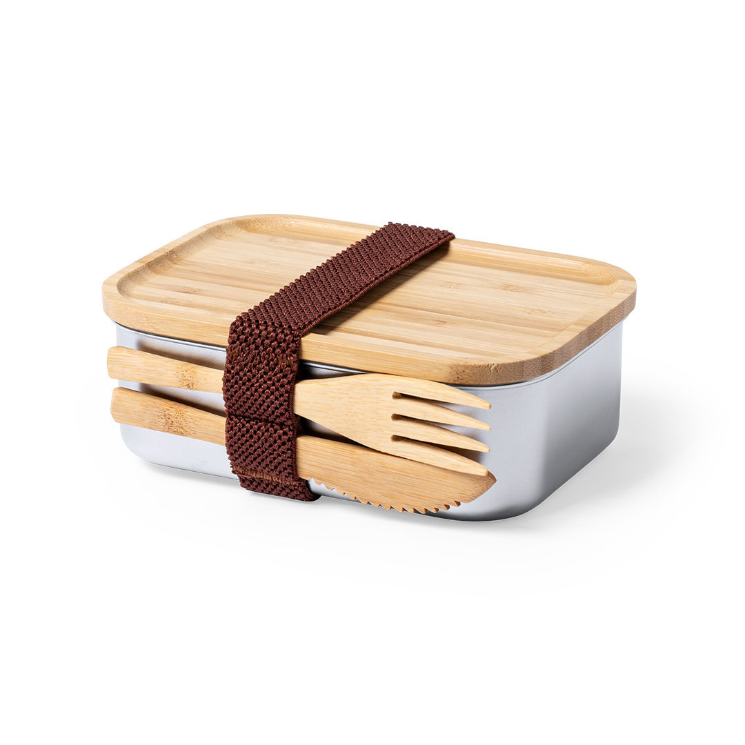 Bamboe lunchbox met bestek 600 ml