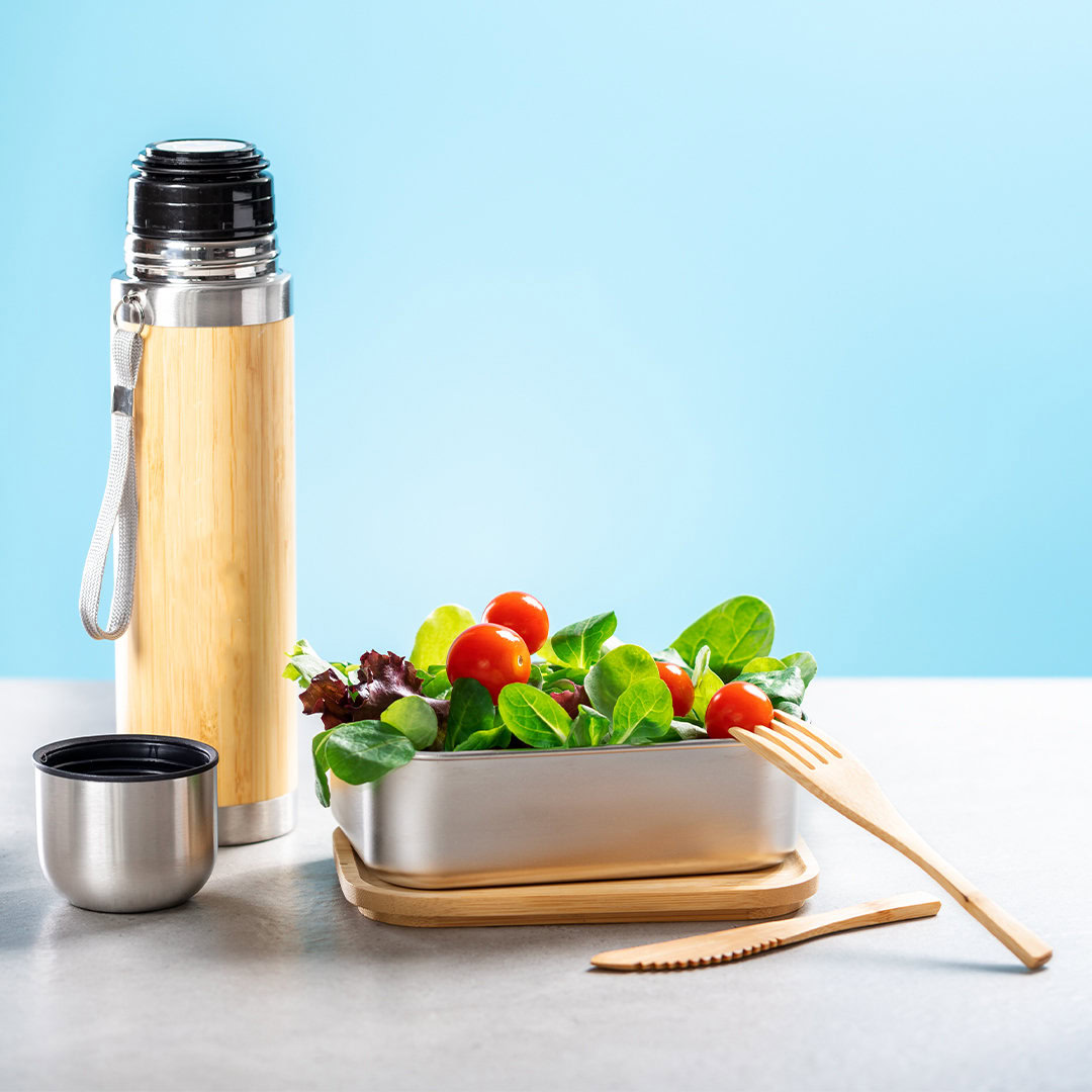 Bamboe lunchbox met bestek 600 ml - Afbeelding 13