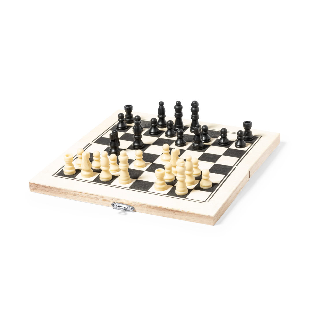 Schaakset reisspel met opbergdoosje hout