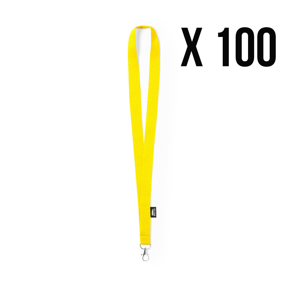 RPET keycord geel, 100 stuks