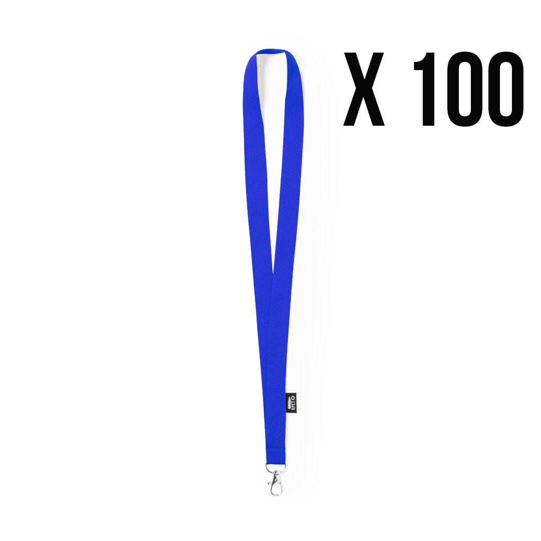 RPET keycord blauw, 100 stuks