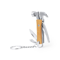 Multifunctionele sleutelhanger 7 functies RVS/hout