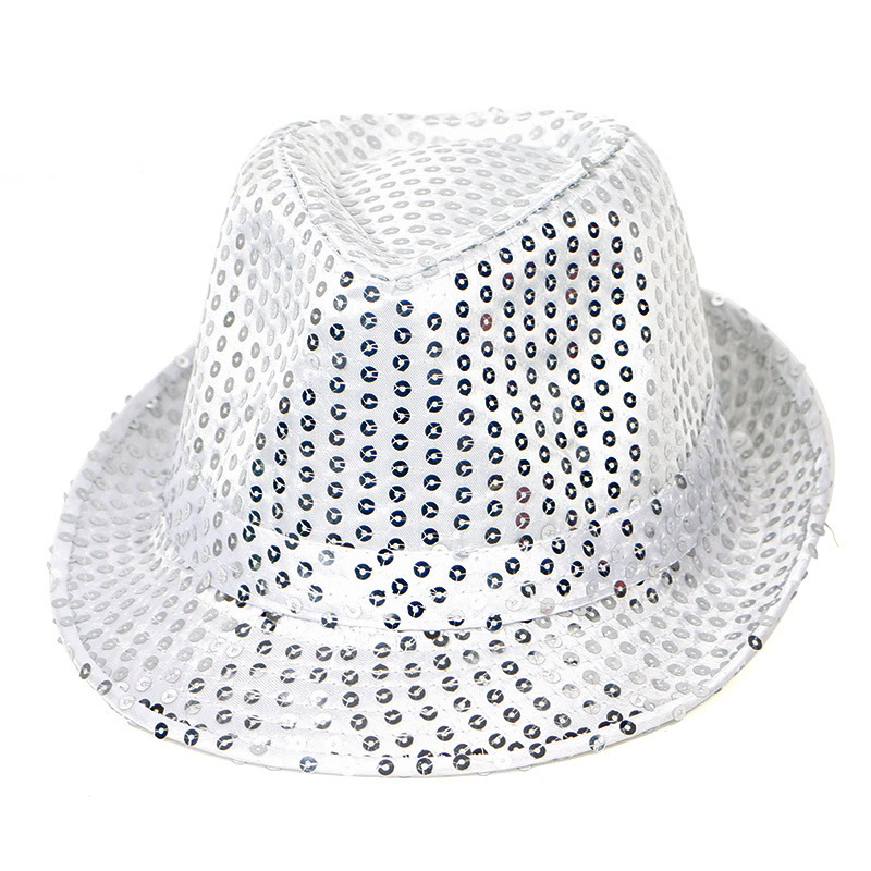 Fedora feesthoedje + glitter stropdas zilver - Afbeelding 2