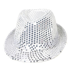 Alternative view of Fedora feesthoedje + glitter strik zilver