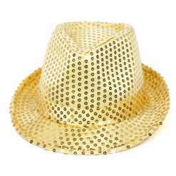 Alternative view of Fedora feesthoedje + glitter strik goud