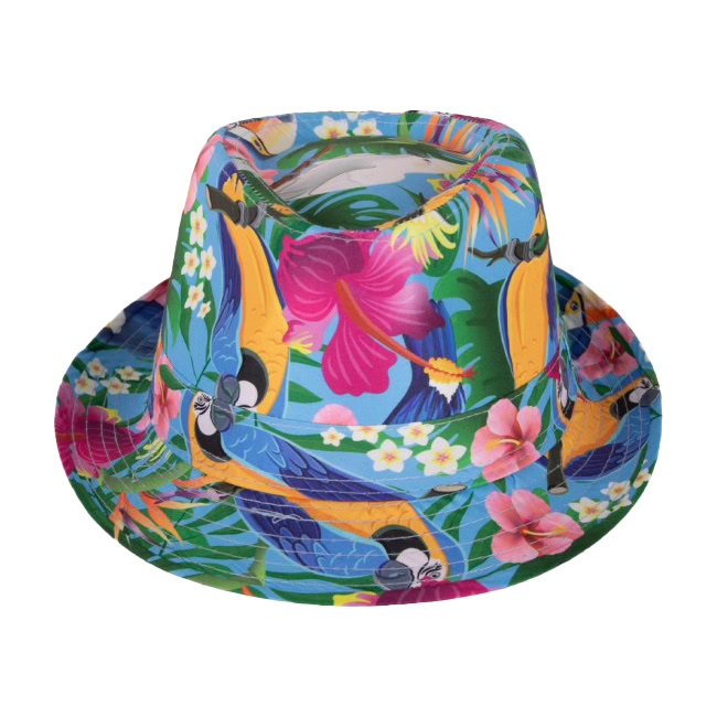 Fedora feesthoedje Hawaii blauw - Afbeelding 2