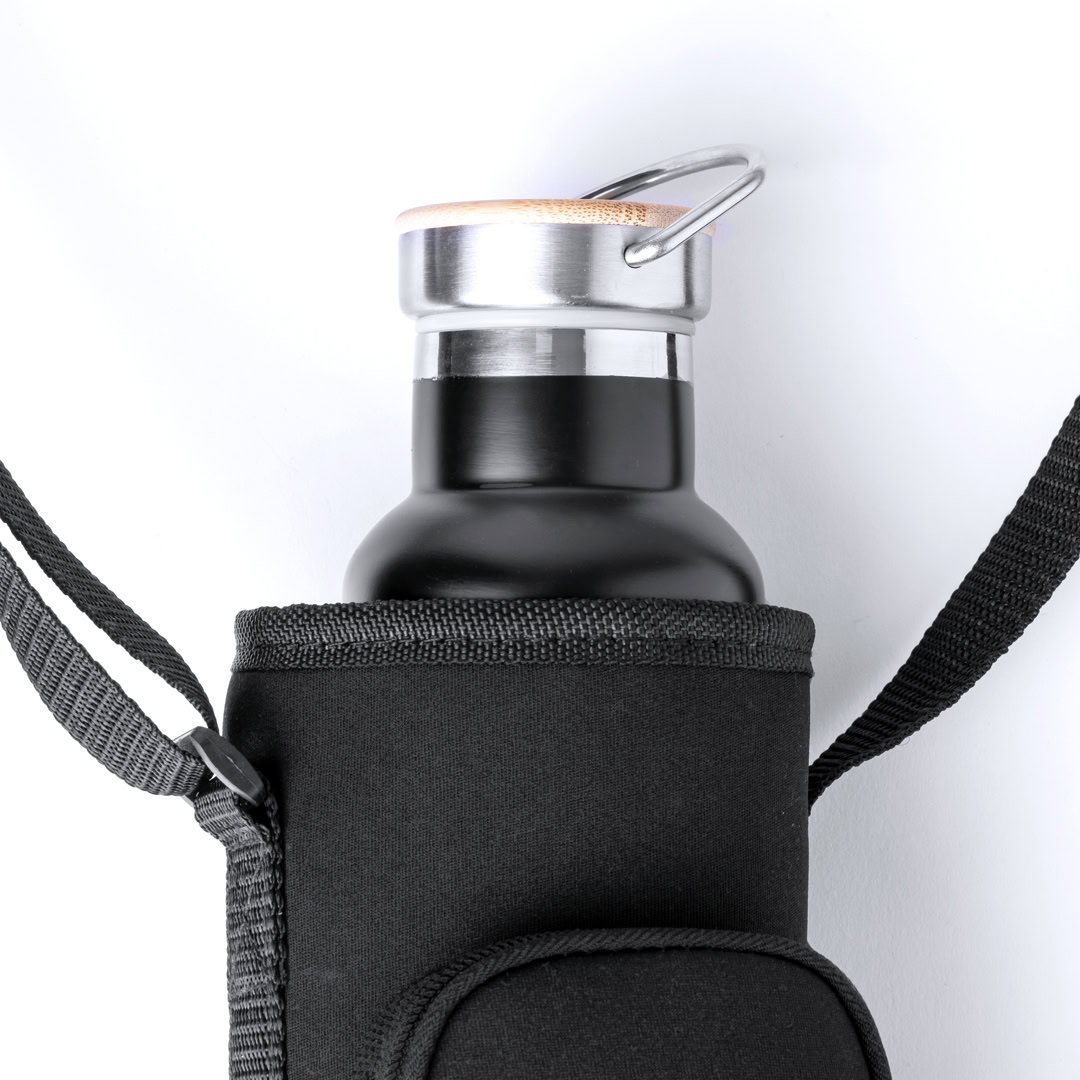 Flessenhouder 1,5 liter soft shell met schouderriem zwart - Afbeelding 3