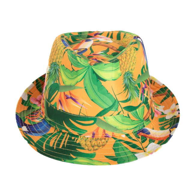 Fedora feesthoedje Hawaii oranje - Afbeelding 2